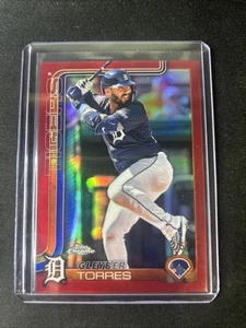 2025 Topps Chrome Gleyber Torres Red #2/5 Mint...First Detroit Card...! - Picture 1 of 5