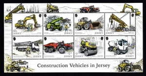 JERSEY 2024 CONSTRUCTION VEHICLES IN JERSEY MINISHEET MNH - Picture 1 of 1