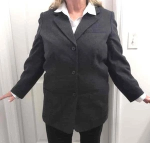 Eddie Bauer Damen Größe 1X Anthrazitgrau Blazer Jacke Gefüttert Wollmischung - Bild 1 von 8