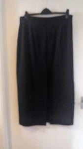 Mango Asymmetrical Black Work Pencil Skirt Size 16 With Fake Pockets To Rear - Picture 1 of 4