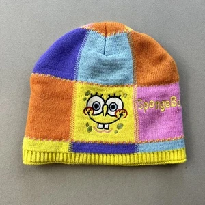 Vintage SpongeBob SquarePants Beanie Hat Cap Youth Girls Yellow Knit Nickelodeon - Picture 1 of 6
