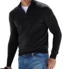 Mens Basic Shirt Warm Knitted Sweater Strick Pullover Casual Winter Zip Up Tops