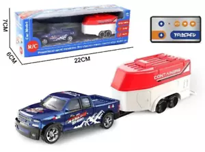 RC Micro 1/64 PICKUP TRUCK XTRA Cab W/ Trailer + LED RC Truck 2.4ghz *BLUE* - Picture 1 of 10