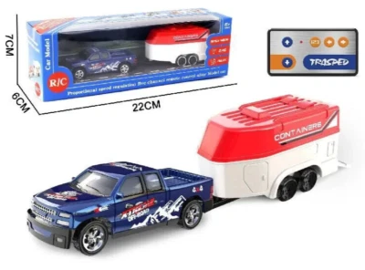 RC Micro 1/64 PICKUP TRUCK XTRA Cab W/ Trailer + LED RC Truck 2.4ghz *BLUE* - Image 1 of 4