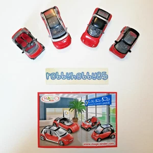 SMART MERCEDES AUTOS KOMPLETTSATZ 4 SPIELZEUG MIT PAPIEREN KINDER ÜBERRASCHUNGSEI 2007 - Bild 1 von 1