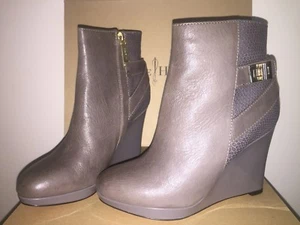 👢COLE HAAN Wedge Leather Ankle Boots, Sz 5.5 B, Grey, Martina, Women's Shoe - Picture 1 of 12