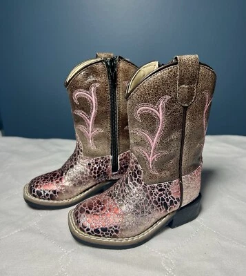 Old West Girls Cowboy Boot VB1054 Size 6.0D NEW Pink Brown Sparkle ADORABLE - Image 1 of 4