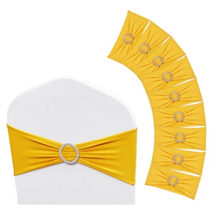 VEVOR Fascia per Sedia Elasticizzata Spandex 50 Pezzi Giallo Oro per Feste - Foto 1 di 12