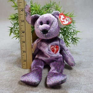 2000 Signature Bear Beanie Baby / lila und grau / TY  - Bild 1 von 9