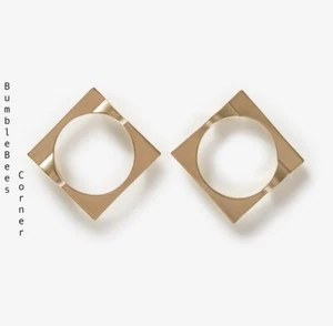ADOLFO DOMINGUEZ Pierced Earrings SQUARED CIRCLE Matte Gold Zinc NWT - Picture 1 of 5