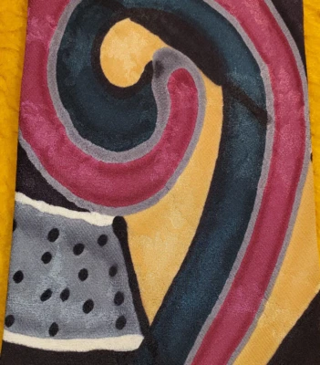 ROBERT DASKAL ~ PINTADO A MANO ~ NEGRO, PÚRPURA, NARANJA ~ CORBATA NOVEDAD ARTÍSTICA ~ 57" Foto 1 de 3