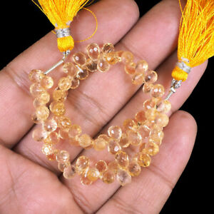 75 Pcs Natural Citrine 5.5mm-7mm Sparkling Yellow AAA Quality Drilled Briolettes