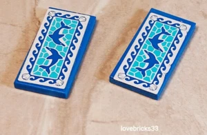 LEGO Dolphin Pool Lot of 2 Tile Mosaic Sea Creature Blue White SWIMMING POOL Set - Picture 1 of 1