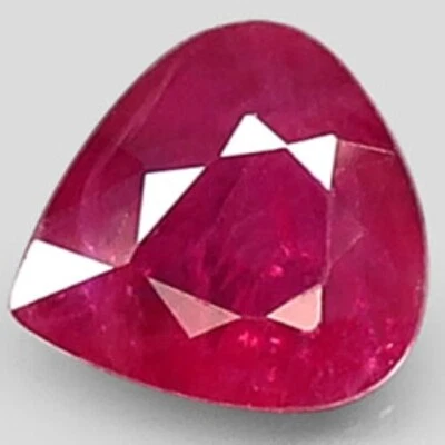 0.75Ct 100% Natural Pinkish Red Ruby Mozambique Heated Pear Shape Loose Gemstone - Image 1 of 3