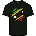 Torn Saint Kitts and Nevis Flag Day Football Mens Cotton T-Shirt Tee Top