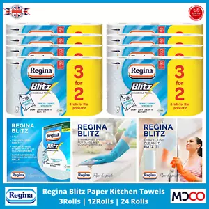 Regina Blitz Original 3Ply XLarge Strong MultiPurpose Kitchen Roll 3,12,24 Rolls - Picture 1 of 5