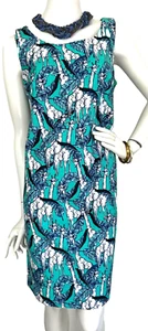 NWT Talbots Dress Giraffe Print Round Neck Sleeveless Tie Back Mint Size 8 - Picture 1 of 10