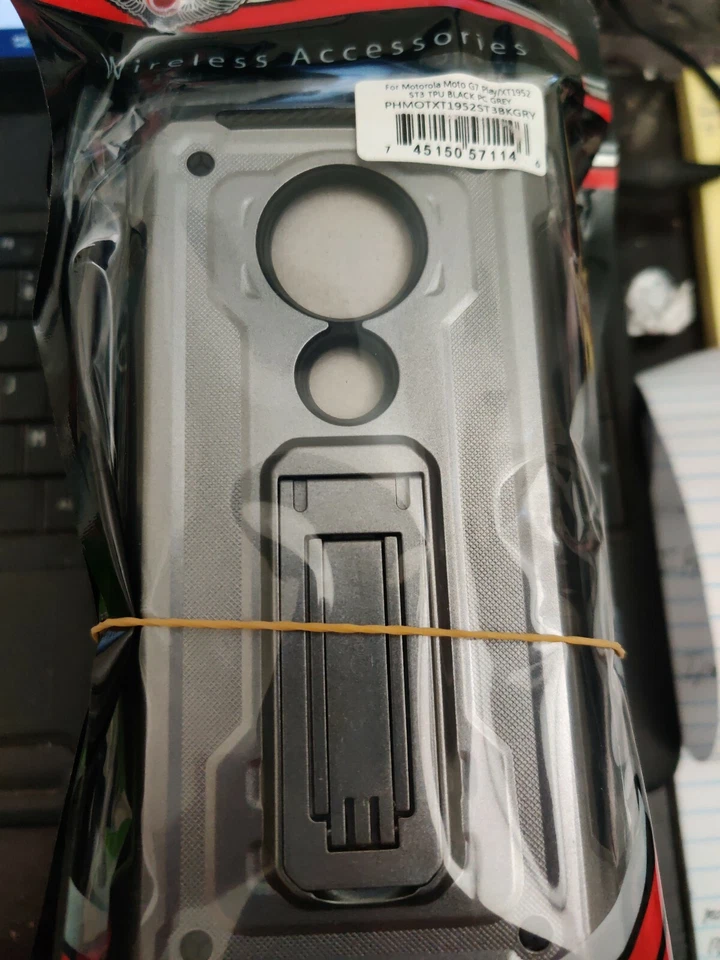 Motorola Moto G7 Play xt1952 — гибридный чехол St3 со стойкой из термополиуретана, черный, ПК, серый - Изображение 1 из 1