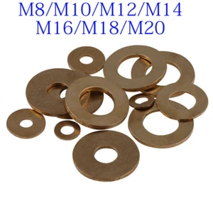 M8 M10 M12 M14 M16 M18 M20 BRASS FLAT WASHERS TO FIT METRIC BOLTS & SCREWS GB97 - Picture 1 of 3