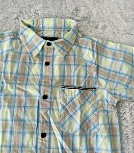 HURLEY Size SMALL Boy Neon Plaid Short Sleeve Casual Button Front Shirt EUC - Picture 1 of 8