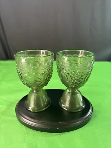 Verde salvia L.E. Smith Glass USA bicchiere pressato succo uovo tazza reversibile set di 2 - Foto 1 di 9
