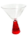 Ruby Red Honeycomb Martini Glass Artland Prescott Hand Blown Mid-century Modern