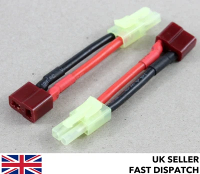 Deans T-Plug female to Tamiya mini male cable connector adaptor/wire 30mm 14awg - Image 1 of 4