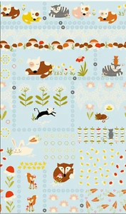 Stof Fabrics Daydreamers Blue Forest Animals Woodland Botanical Quilt Fabric - Picture 1 of 1