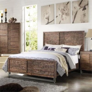 ACME Andria Queen Wooden Panel Bed in Reclaimed Oak - Picture 1 of 2