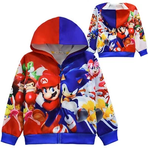 mario brothers boys Outerwear Hoodie Hooded Jacket Baby Jacket Tops unisex kids - Picture 1 of 5