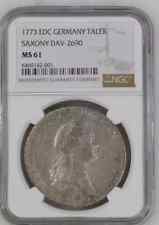 1773 EDC Germany Taler SAXONY Uncirculated NGC MS-61 TOP POP Highest Graded 2001