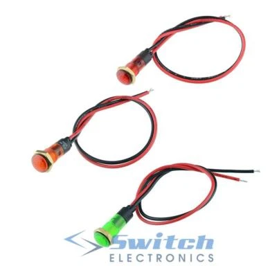 SWITCH ELECTRONICS 8mm Prewired Panel Indicator Light 220V - Red Green Yellow