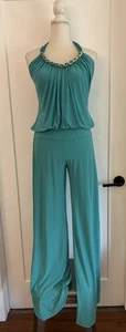 Mono para mujer de colección CACHE verde halter cadena acento talla M - Imagen 1 de 9