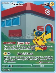 Pikachu Out Of Stock Non Holographic Pokemon Card VMAX EX GX ACG V Star custom - Picture 1 of 4