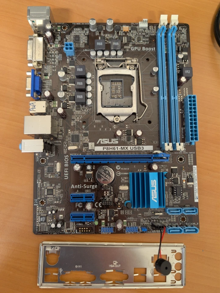 ASUS P8H61-MX USB3 Socket LGA 1155 DDR3 Micro ATX Motherboard & Backplate- Fault - Image 1 of 1