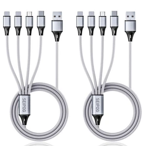 Multi Charging Cable, USB Cable 3A 4FT Nylon Braided Universal 4in1 Charger A... - Picture 1 of 7