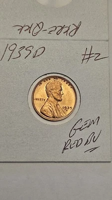 wheat penny 1939D GREAT RED BU 1939-D LOT #2 UNC LINCOLN CENT NICE RED LUSTER - Image 1 of 3