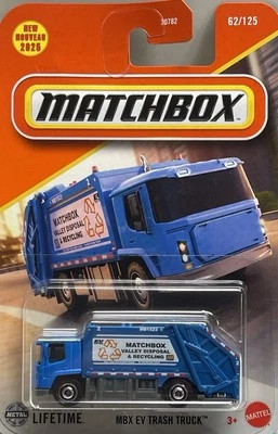 Matchbox MBX EV Trash Truck Blue #62 Basic Mainline 2025 Case F (In-Stock) New - Image 1 of 4