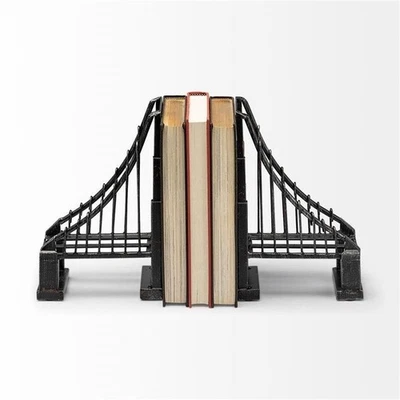 Maklaine Wrought Iron Suspension Bridge Brown Metal Weighted Bookend - Image 1 of 4