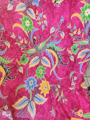 Falda Tailandesa Envoltura Tradicional Étnica Batik Algodón Exótico Pájaro Magenta Sarong  Foto 1 de 4