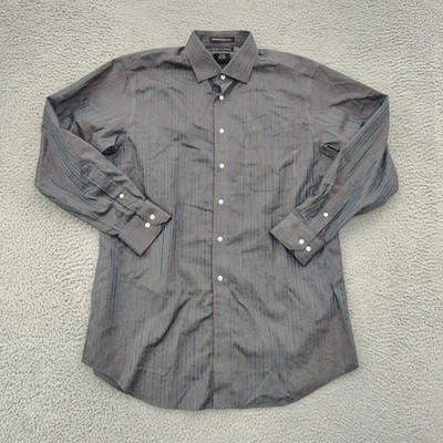 Camisa Paul Fredrick Para Hombre 16x33 Gris Naranja Rayas Ajuste A Medida Algodón Sin Hierro Foto 1 de 4