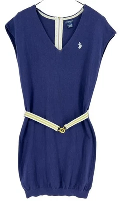 U. S. POLO Assn. Mujer Cuello Pico Vestido de Manga Corta Azul Oscuro Talla L - Imagen 1 de 4