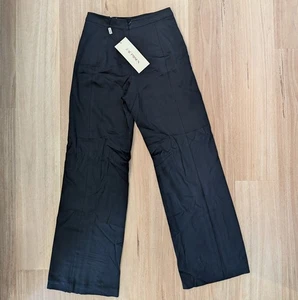 Zac Posen Black Pleated Wide Leg Trousers High-Waisted Pants Size 12 Tailored - Picture 1 of 11