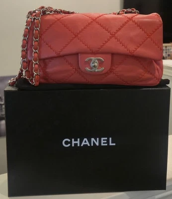 CHANEL Red Lambskin Single Flap Bag - Image 1 of 4