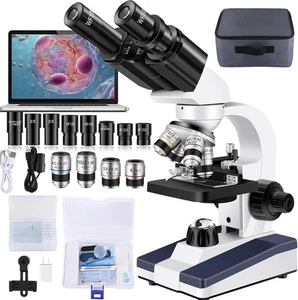 Binocular Compound Microscope 40X-2500X with HD USB Camera & Lab Kit - NIB - Picture 1 of 8