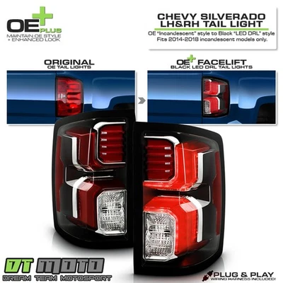 For 2014-2018 Chevy silverado 1500 [Incandescent Upgrade] Black LED Tail Lights - Image 1 of 4