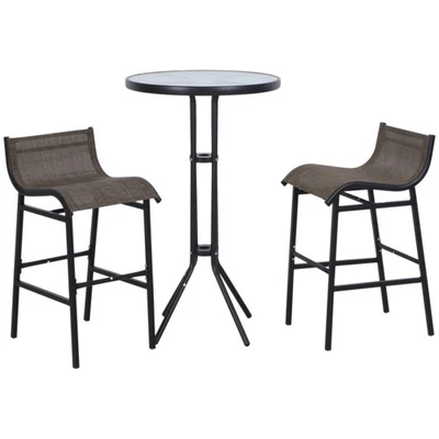 3 Piece Bar Height Outdoor Bistro Set for 2, Round Patio Pub Table - Image 1 of 4