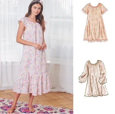 McCall EASY XS-XL Misses & Child Nightgown House Dress Loose Raglan PJ Pattern - Image 1 of 4