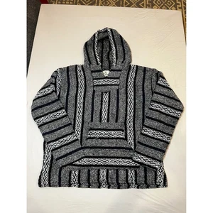 Baja Joe Earth Ragz Hoodie Drogenteppich Pullover gestreift schwarz weiß Gr. L - Bild 1 von 7