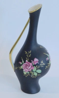 Vase Rosenthal Schwangere Luise Heidenreich schwarz-matt Rosendekor 17cm - Bild 1 von 4